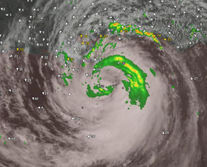 Satellite view of Hurricane Isaac
