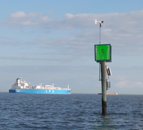 Weather station antenna mounted on a pole in Galveston Bay