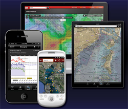 A variety of smart devices showcasing weather data