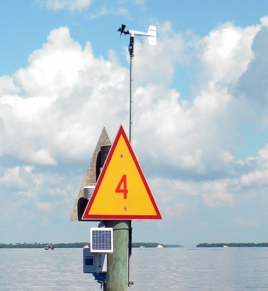 A weather station mounted in Florida on a body of water