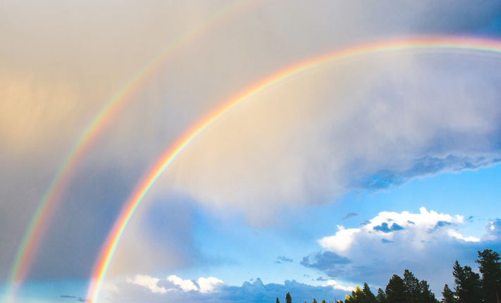 A double rainbow in the sky after a recent summer rainstorm