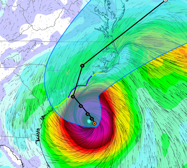 Radar view and path of Tropical Storm Ana